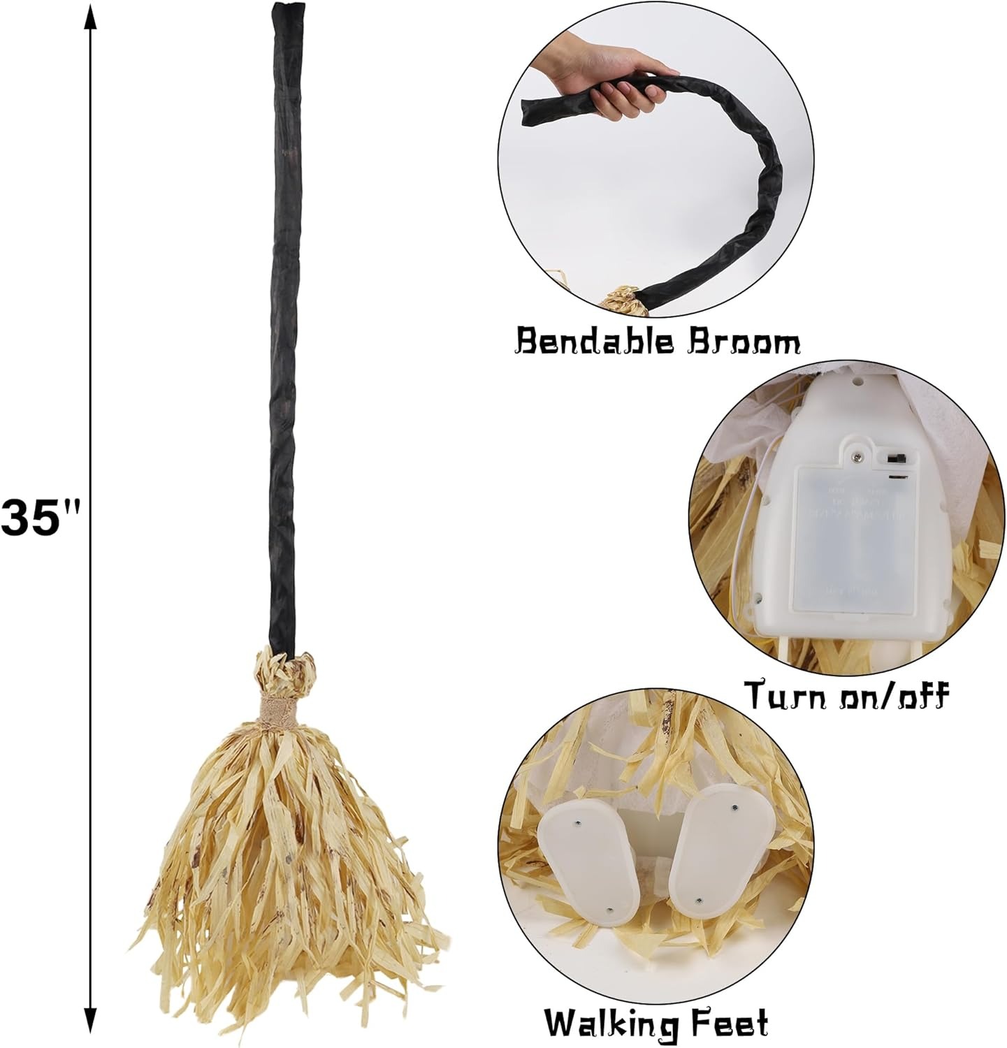 ⚡Flash Sale⚡Halloween Mobile Glowing Witch Broom with Spooky Sounds
