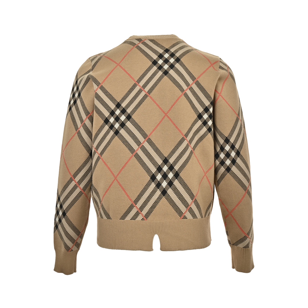 Burberry 24Fw diagonal check crew neck knitted sweater