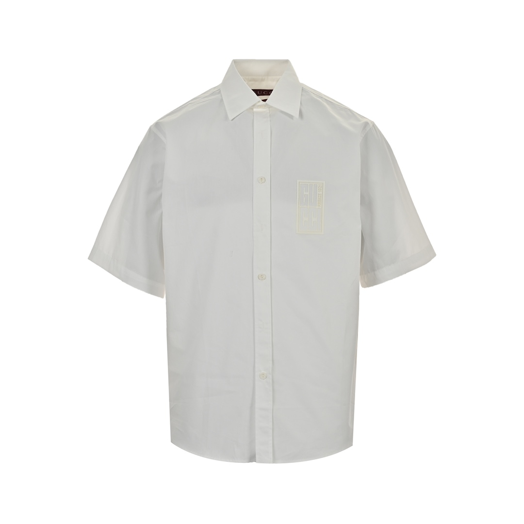 Gucci 24ss short-sleeved shirt with embossed logo on chest