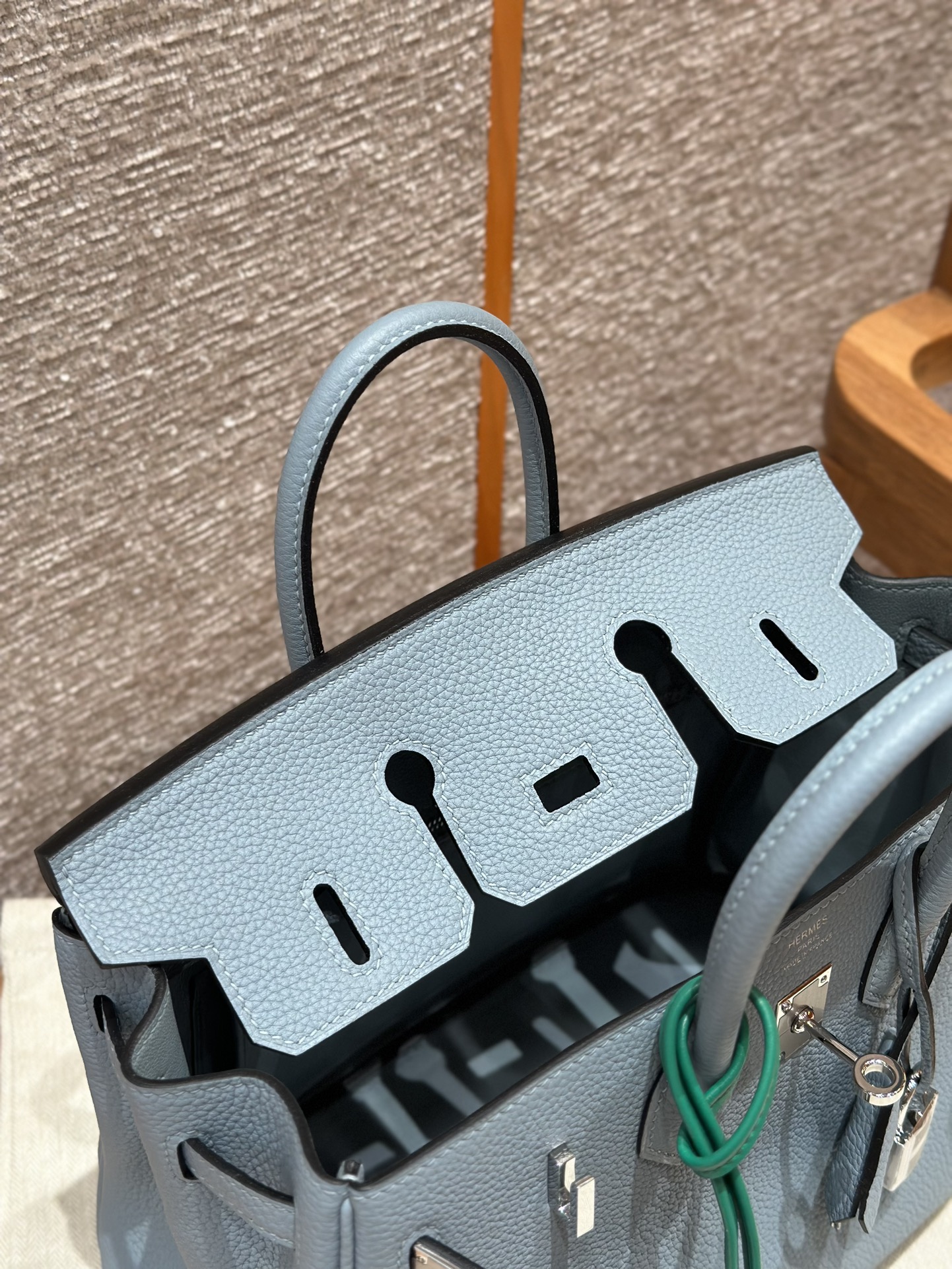 Hermes Birkin 6J7Blue lin handbag (handmade to order)