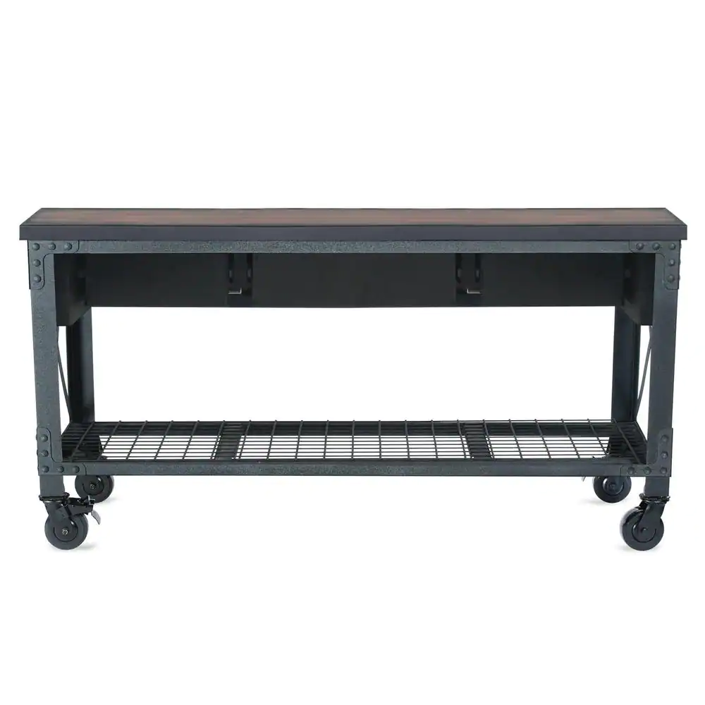 3-Drawers Rolling Industrial Mobile Workbench Cabinet and Wood Top
