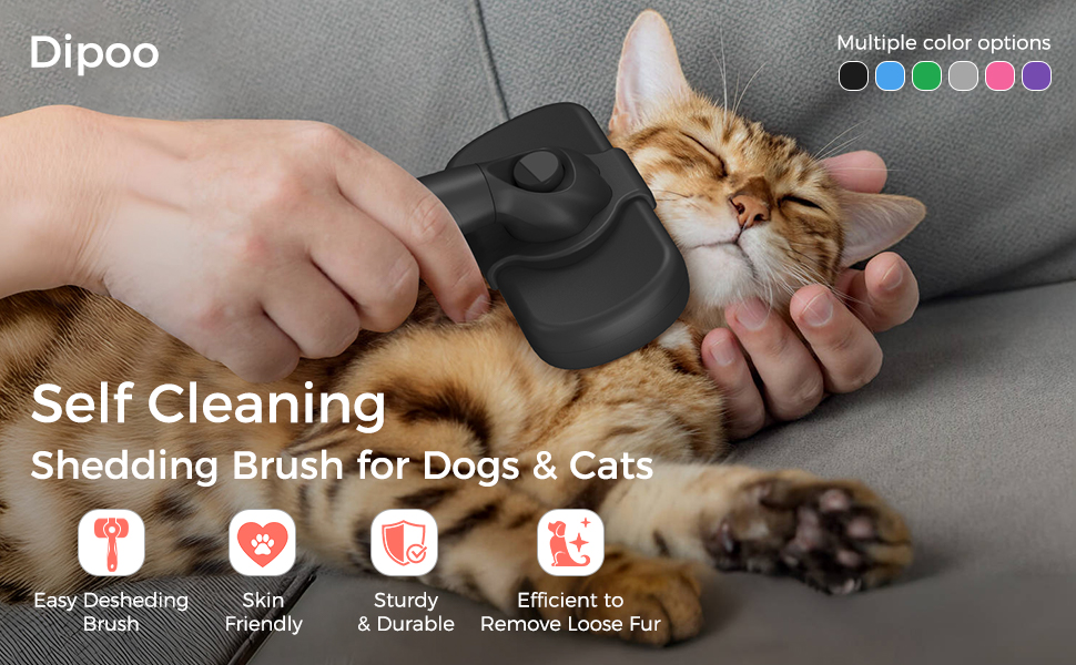 Self Cleaning Shedding Brush - Skin Friendly Grooming Tool for Dogs, Cats, and Puppies