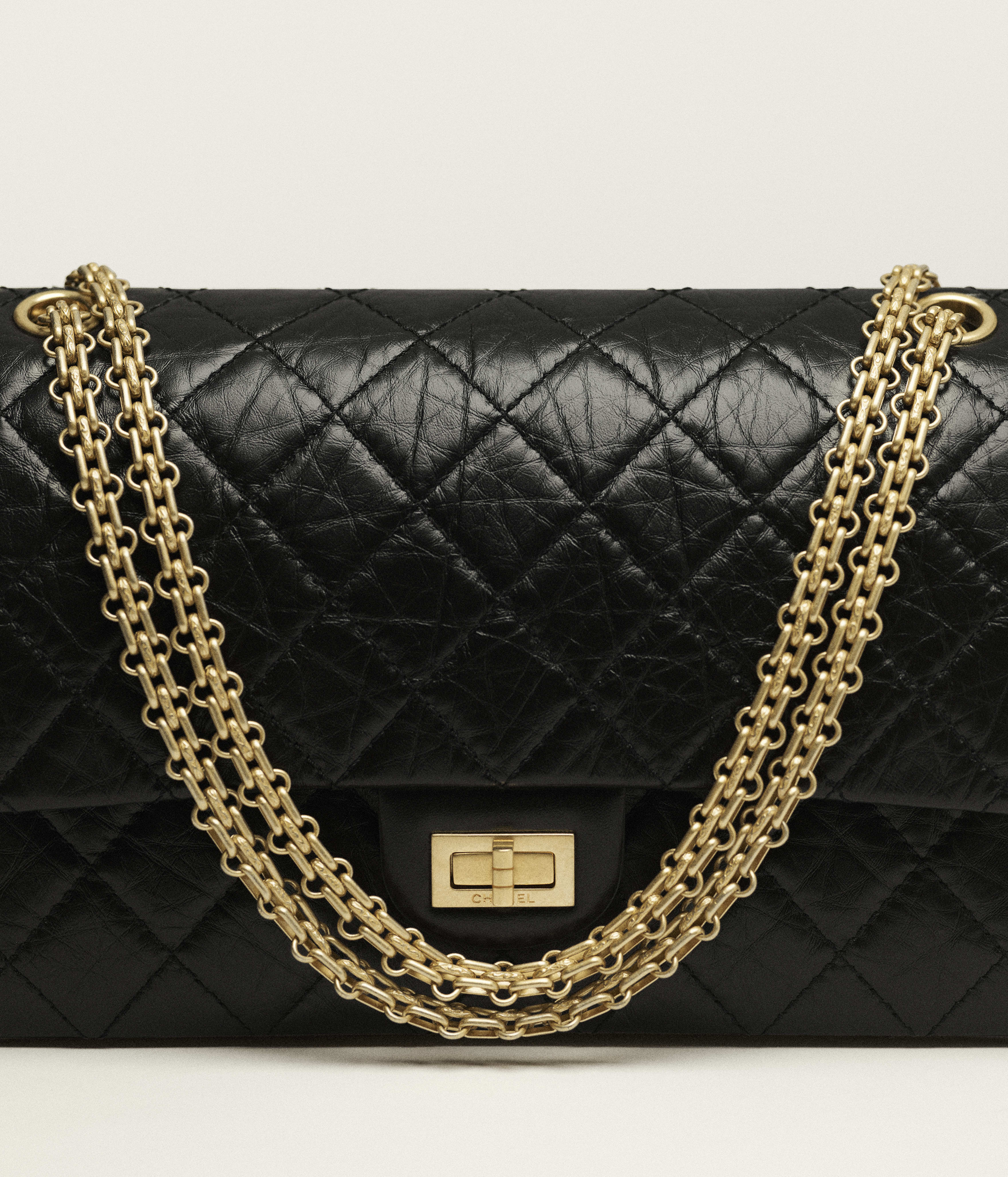 Chanel Large 2.55 Bag Aged Calfskin & Gold-Tone Metal Black A37587-Y04634-C3906