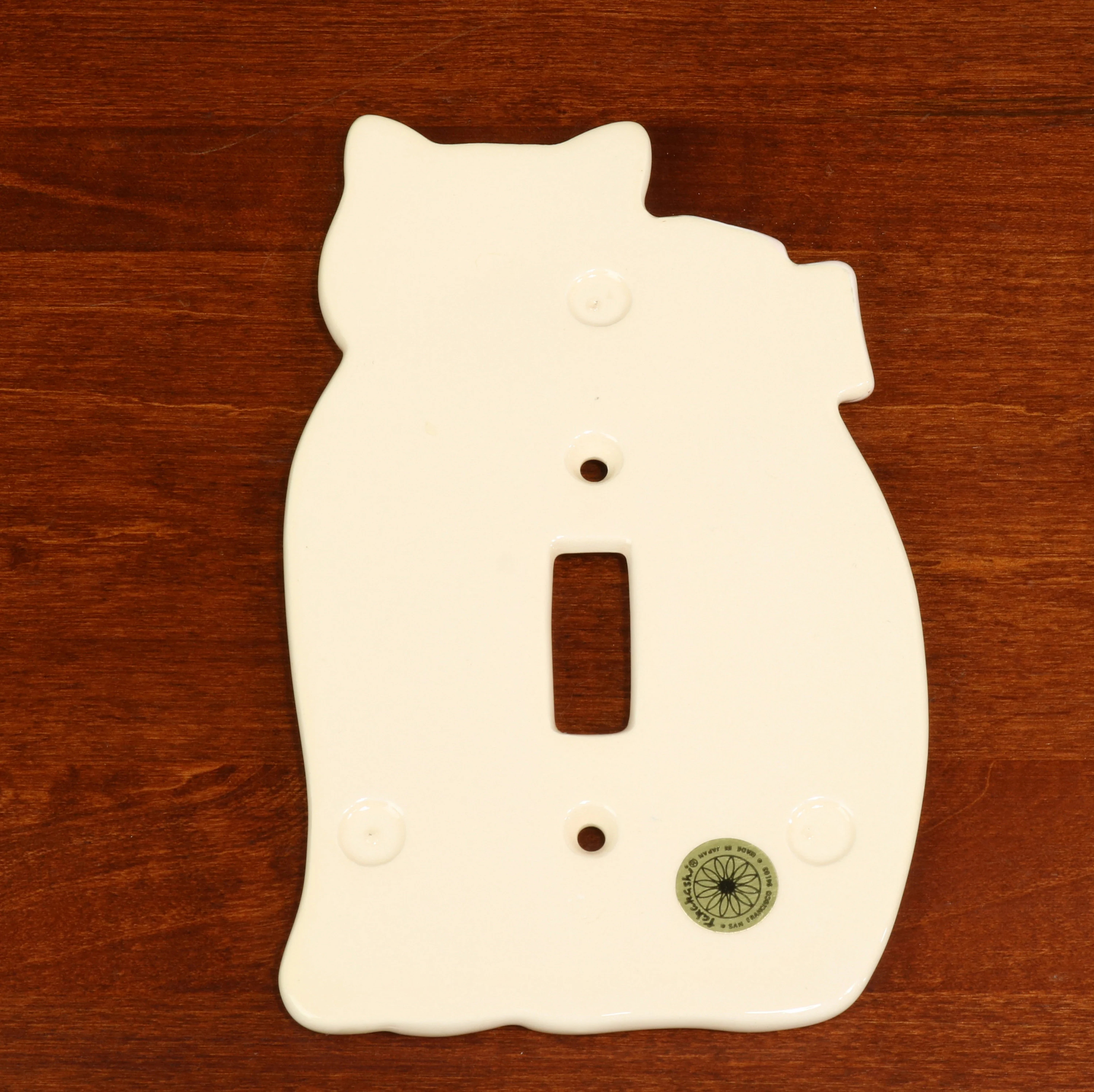 💗🎁 Mother's Day Gift - Vintage Ceramic Cat Light Switch Cover – 1980s Pastel Home Decor