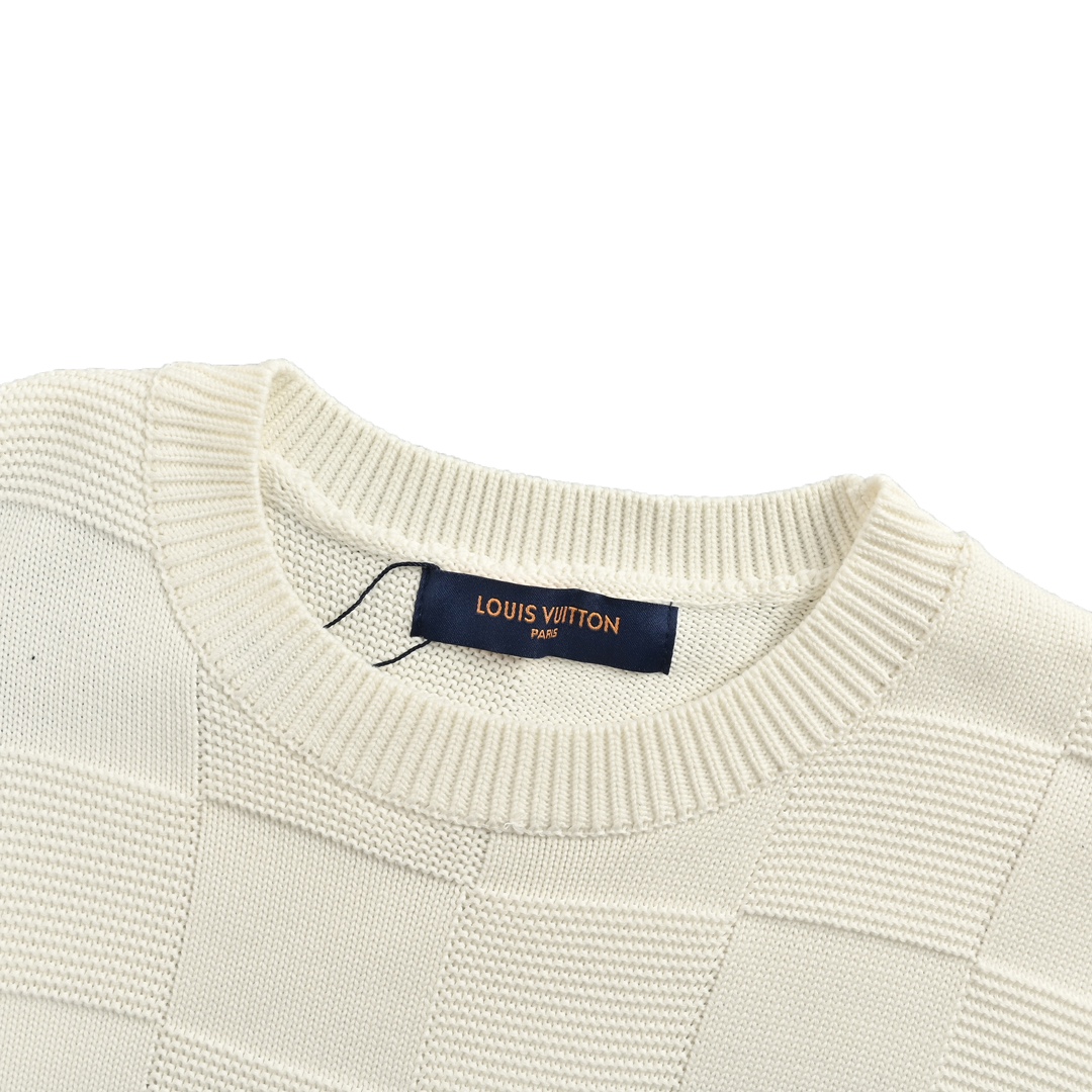 Louis Vuitton 24Fw safety pin checkerboard knit sweater
