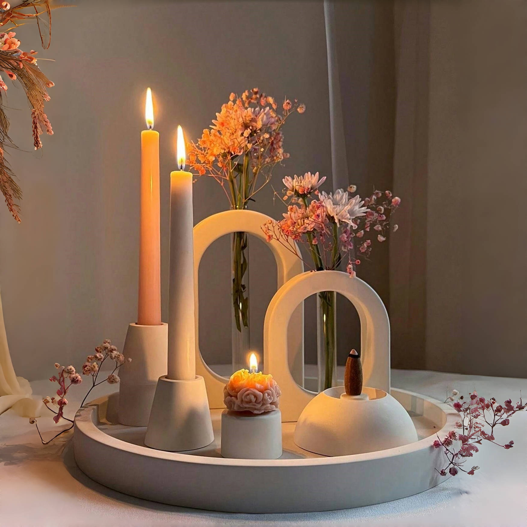 Flower Vase Silicone Molds With 3pcs Clear Test Tubes