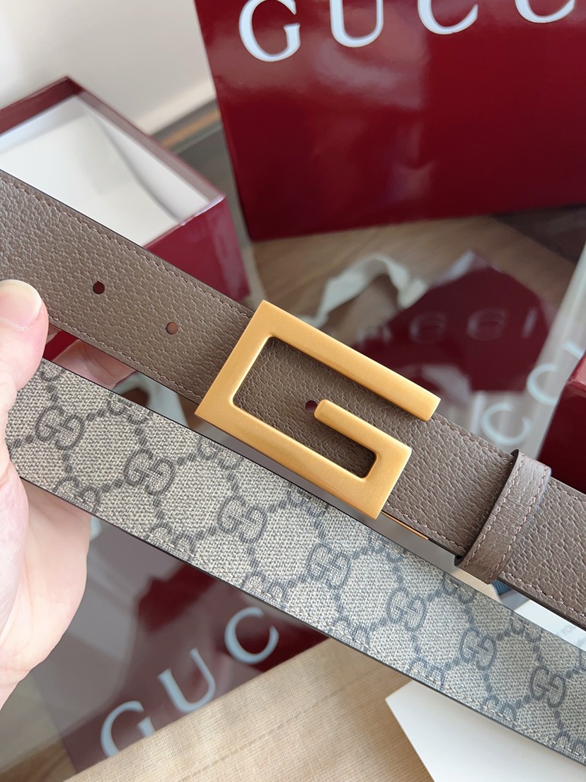 Gucci GG swivel buckle leather belt 3.5cm wide