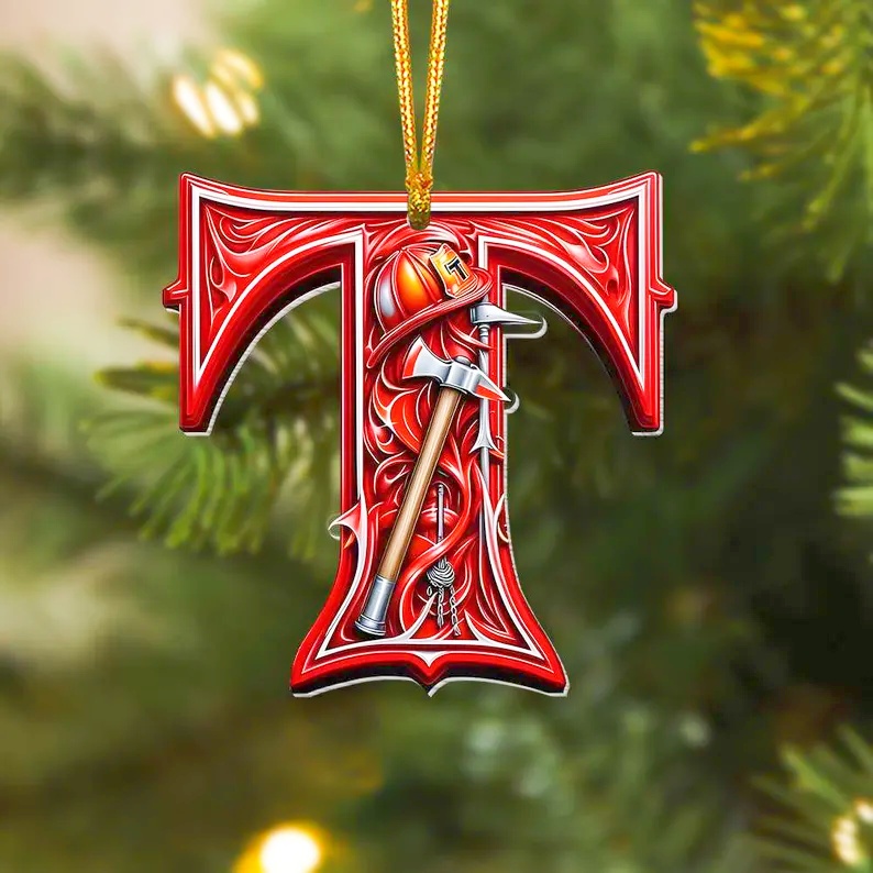 Personalized Alphabet Letter Firefighter Ornament