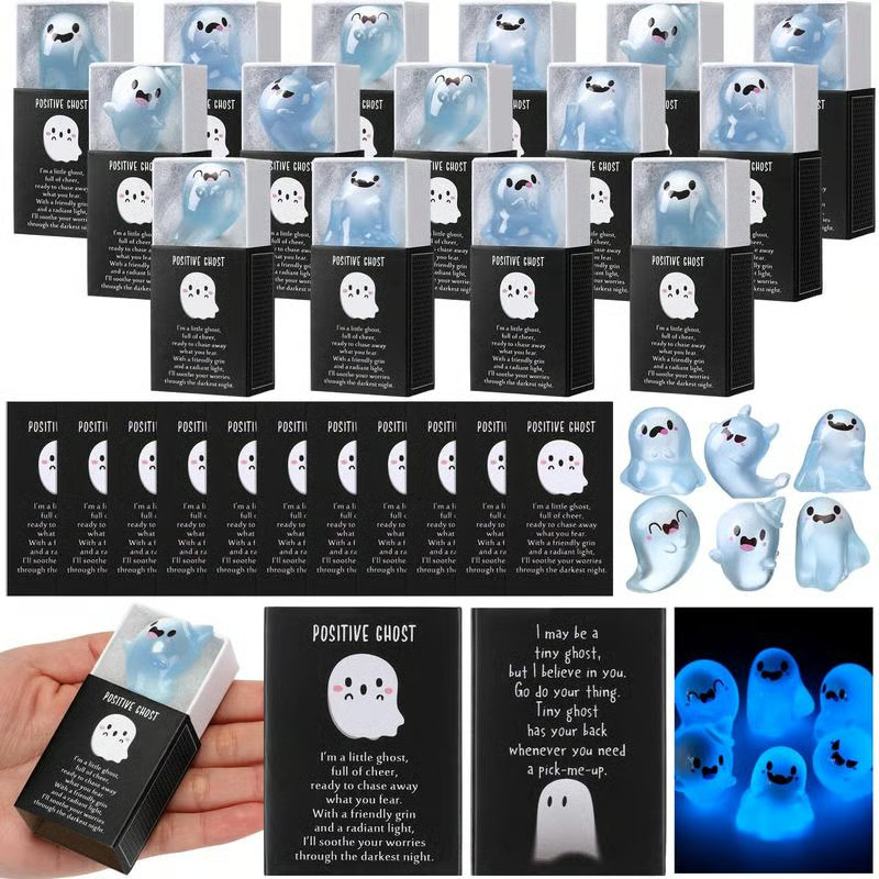 Mini Ghost Figures with Box Glow in the Dark 🎁 (Random Gift Box & Greeting Card)