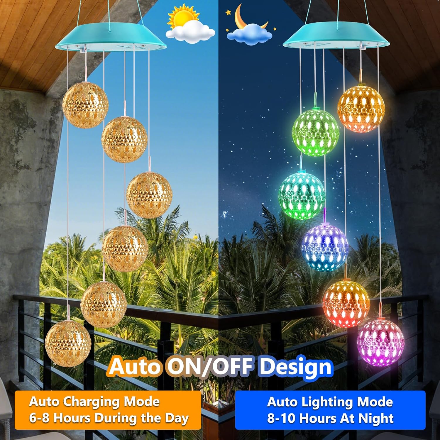 🔥Buy 2 Free Shipping🔥Solar Color-Changing Moroccan Ball Wind Chime-Rainbow Color Changing LED Lights🎁