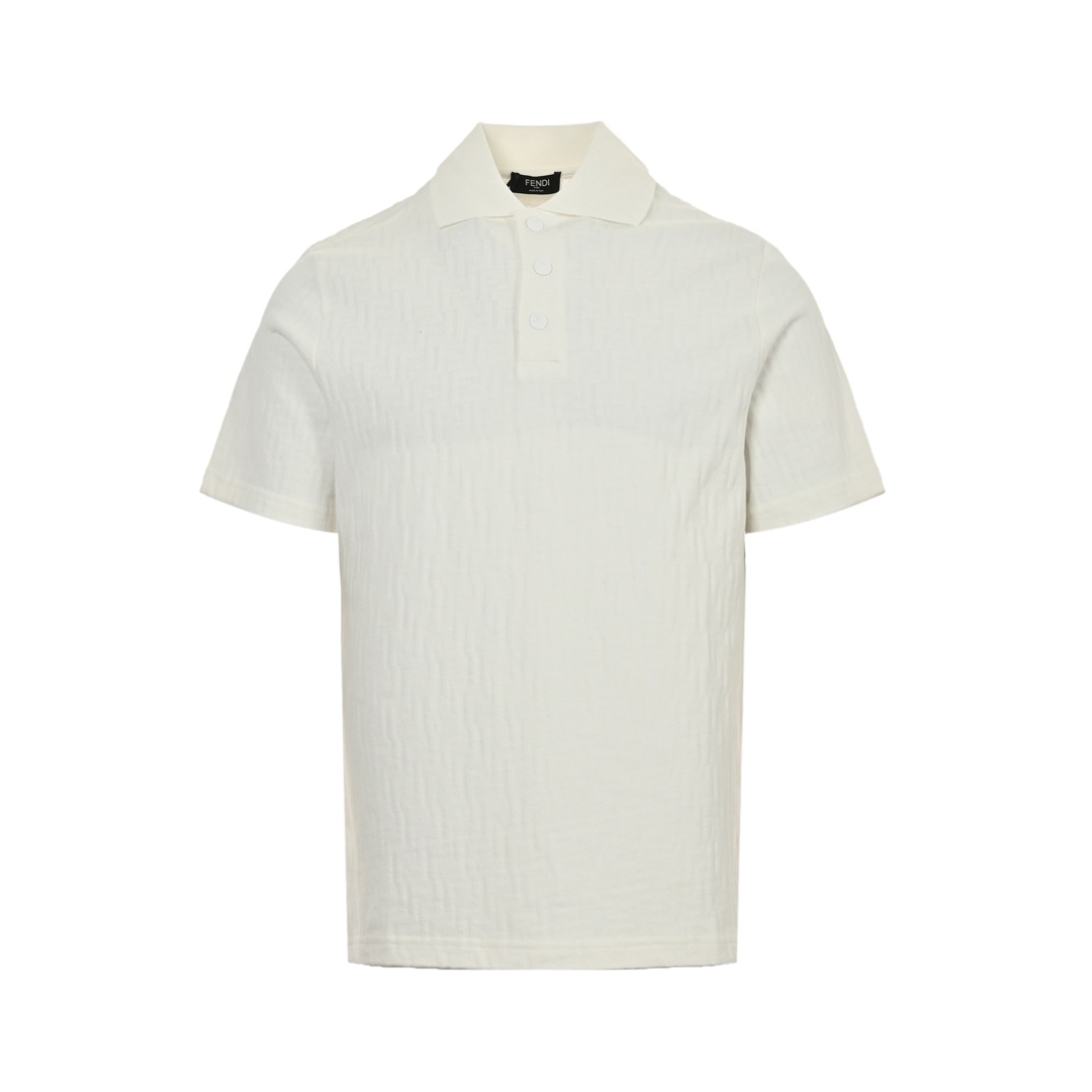 Fendi 24ss three-row snap button dark jacquard Polo short sleeve