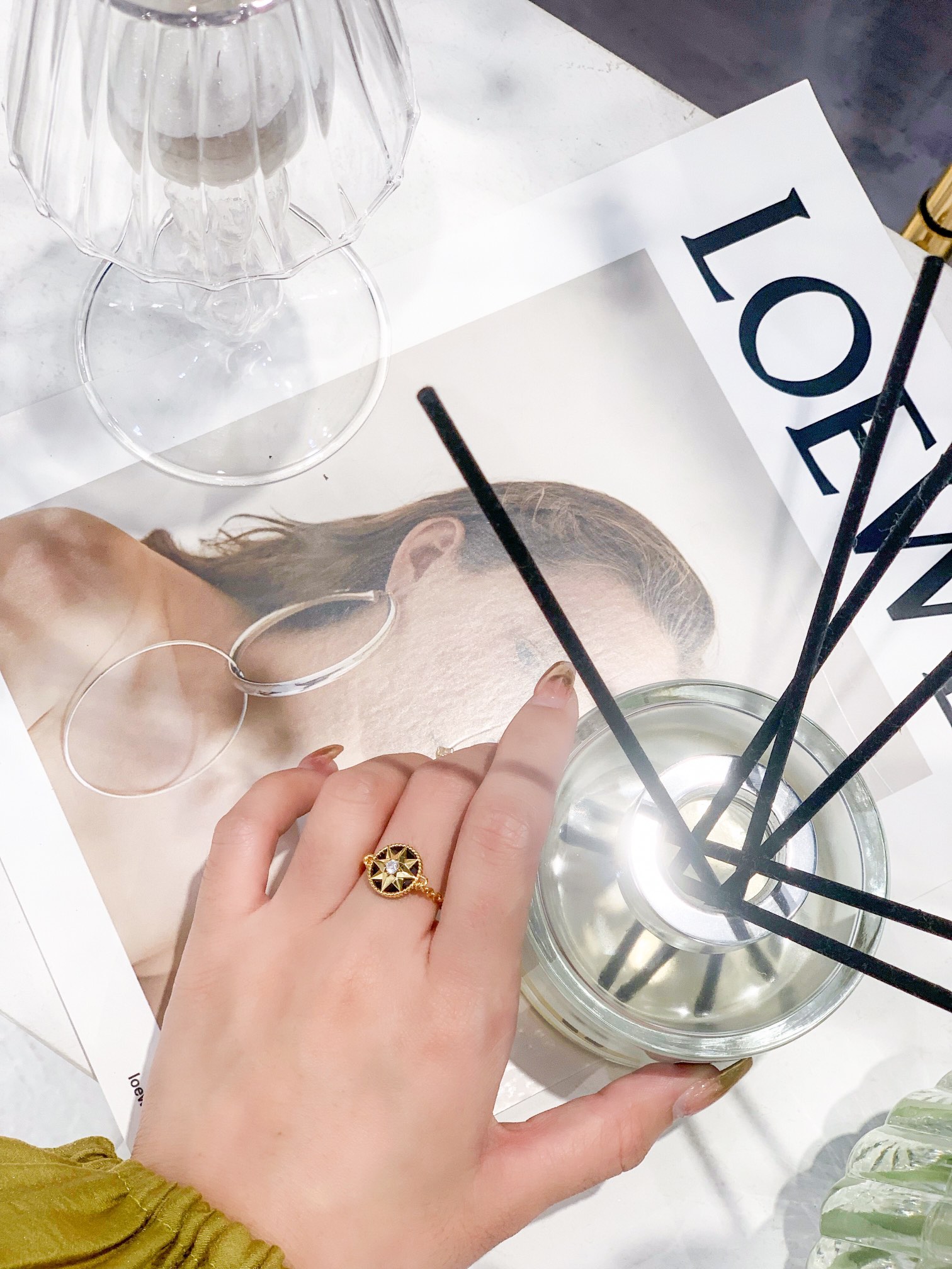 Dior compass chain ring