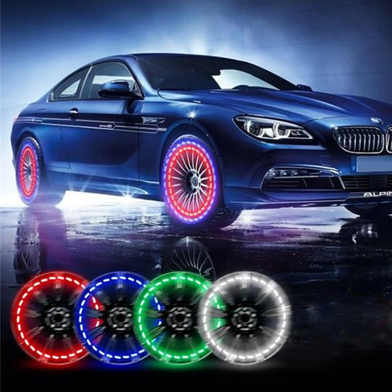 🎄Christmas Special Sale-[SAVE 50% OFF]--(SET OF 4PCS)RGB Glowing Motion Activated Solar Powered Tire Valve Cap Led Wheel Light For Car Bike Motorcycle