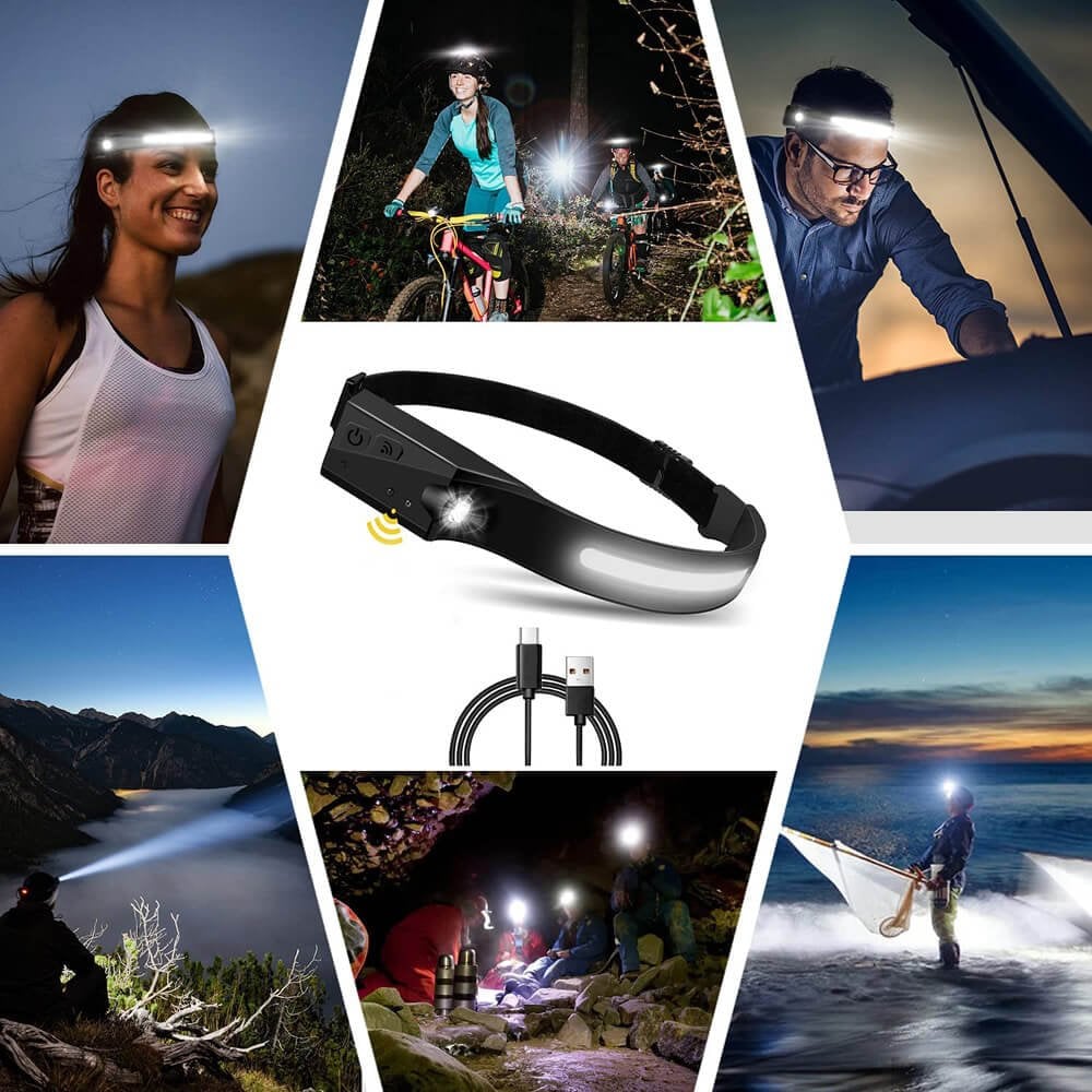 [🔥Hot Sale ]COB LED Headlamp Sensor Headlight USB Rechargeable Head Lamp -5 Lighting Modes