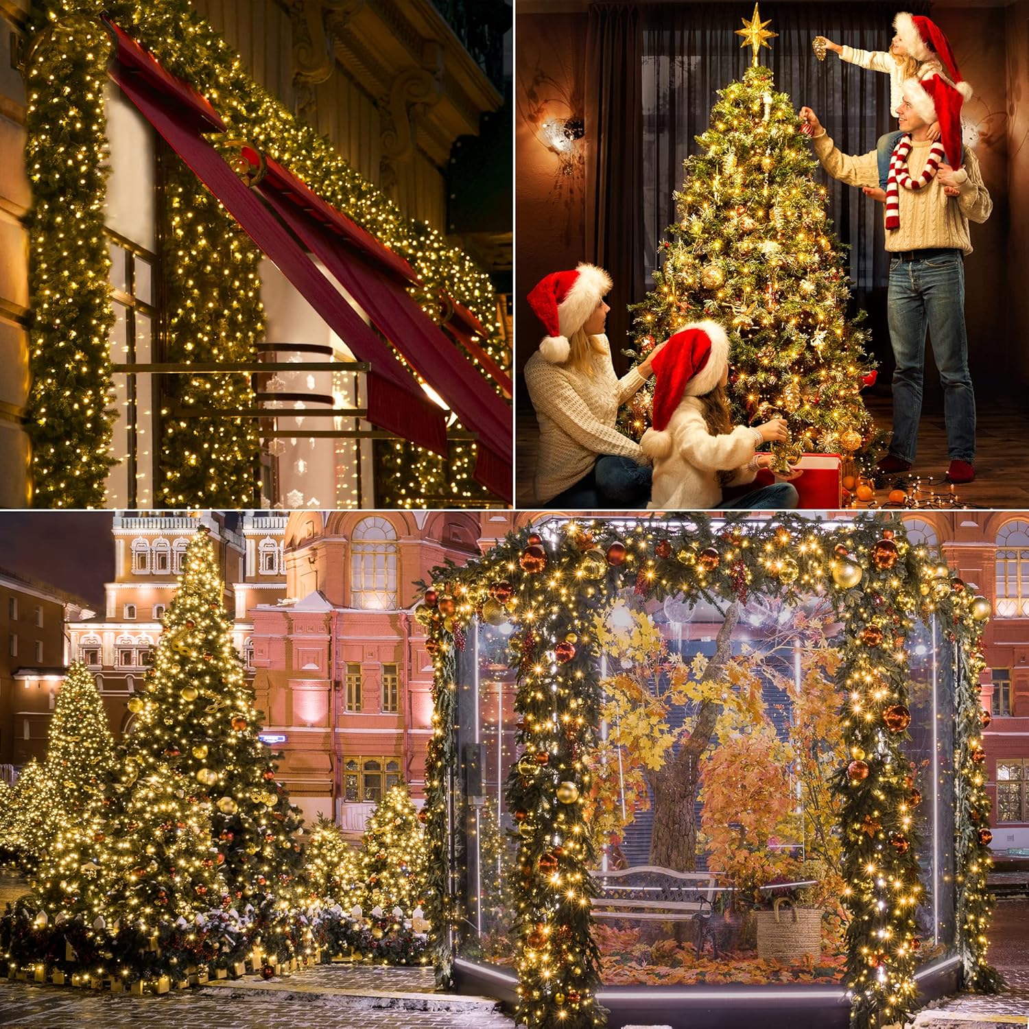 🎄CHRISTMAS ON SALE🔥Warm White Cluster Lights Christmas 1000LED 49FT Waterproof String Lights