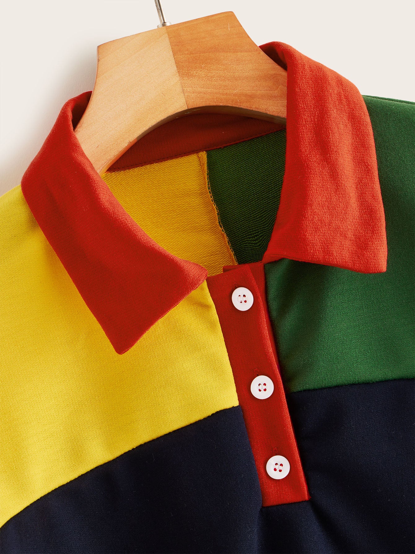 Cut And Sew Half Placket Sweatshirt