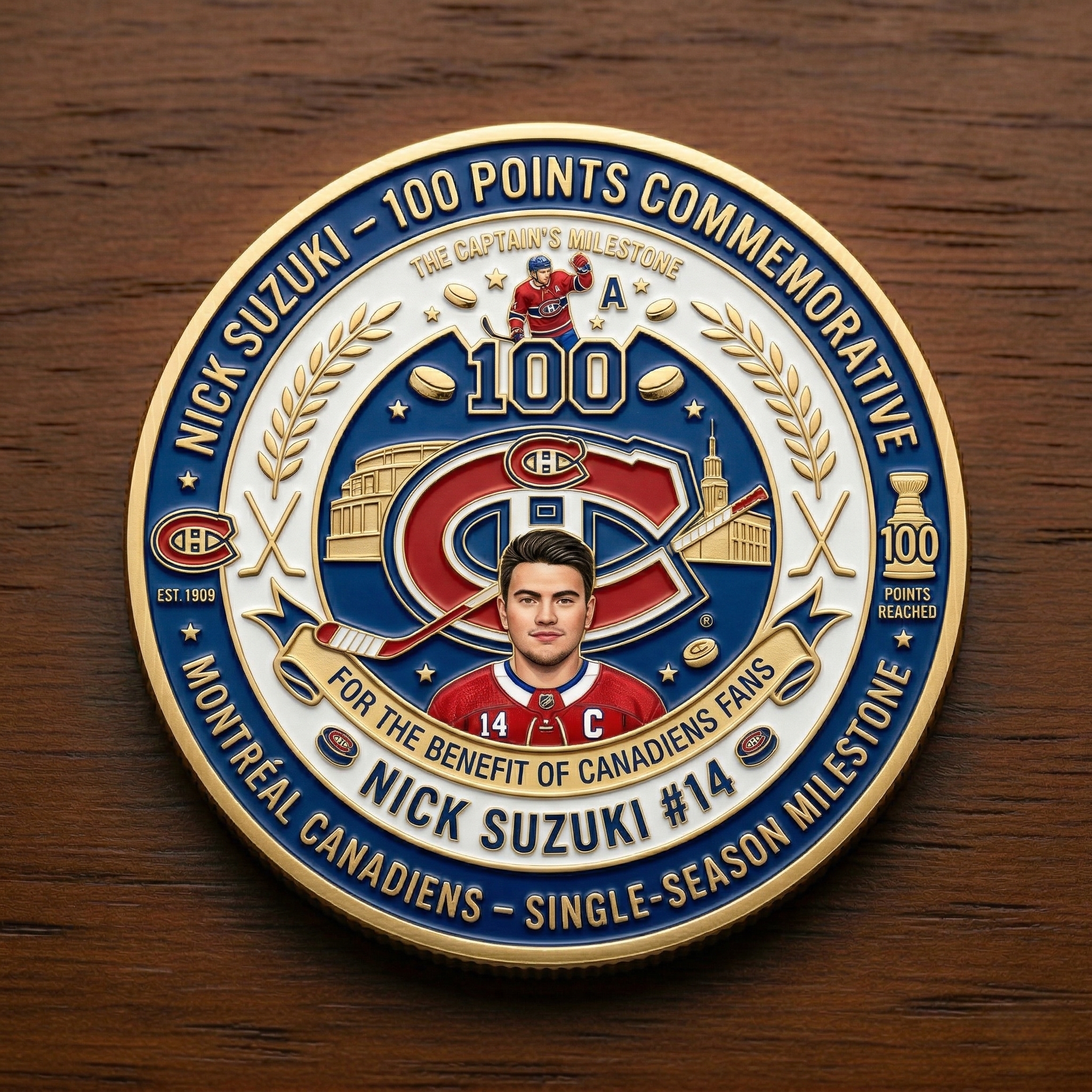 🏒 Nick Suzuki: 100 Points Captain's Milestone – Canadiens Legacy Coin 🇨🇦