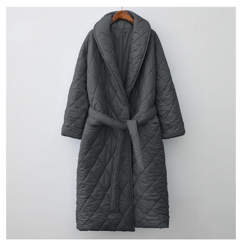 Fashionable Over-The-Knee Cotton-Padded Jacket for Women