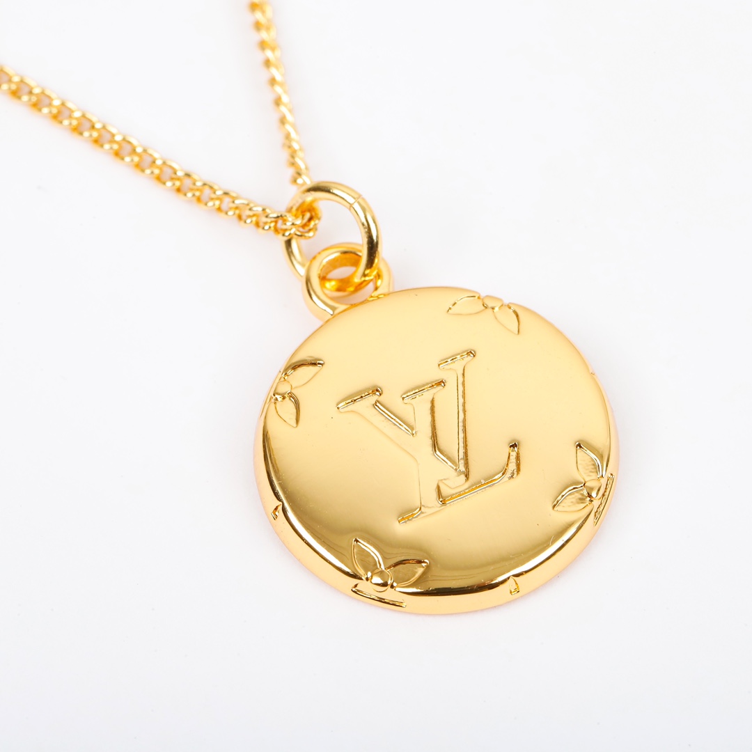 Louis Vuitton Floral Embossed Hoop Ring Necklace