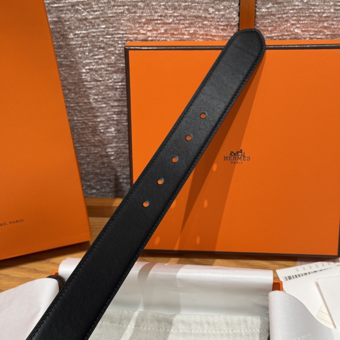 Hermès New Men's Double-Sided Pin Buckle Leather Belt 3.2cm Width