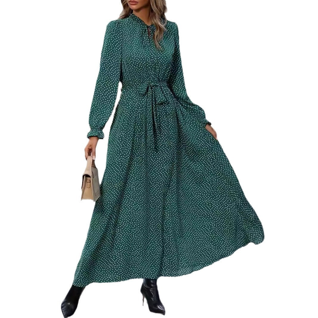 Women's Long Sleeve Polka Dot Print Dress