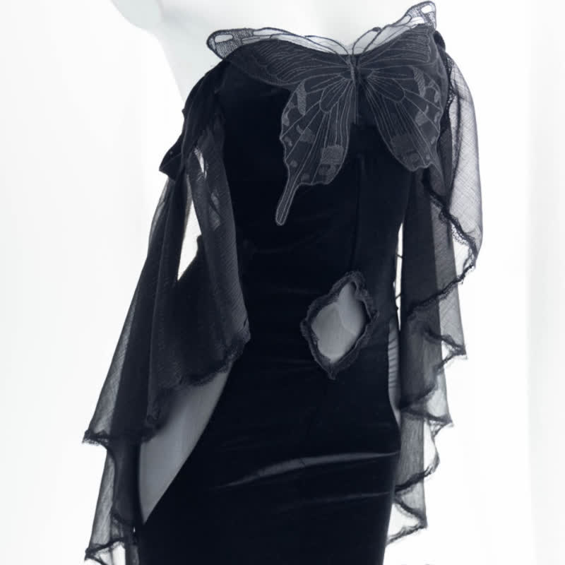 Sexy Off The Shoulder Butterfly Mesh Fishtail Dress