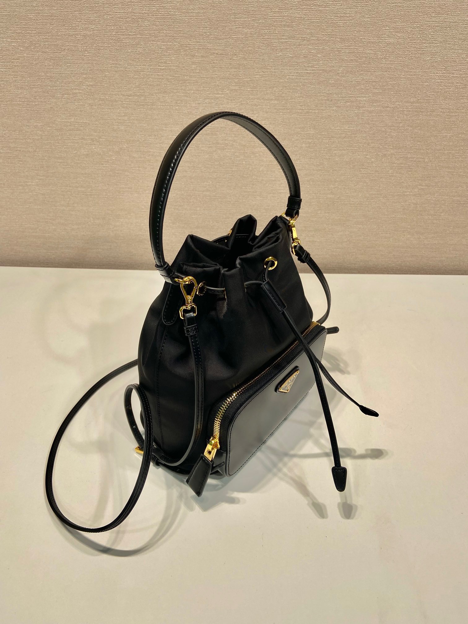 Prada Shiny Nylon Bucket Bag 1BH038