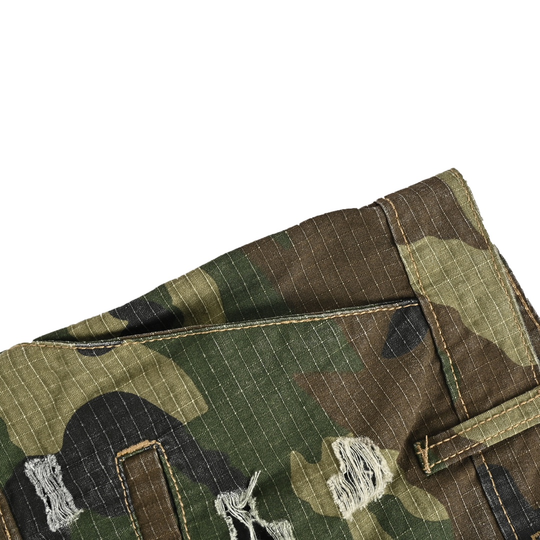 Balenciaga 24Fw camouflage panel wide-leg cargo jeans