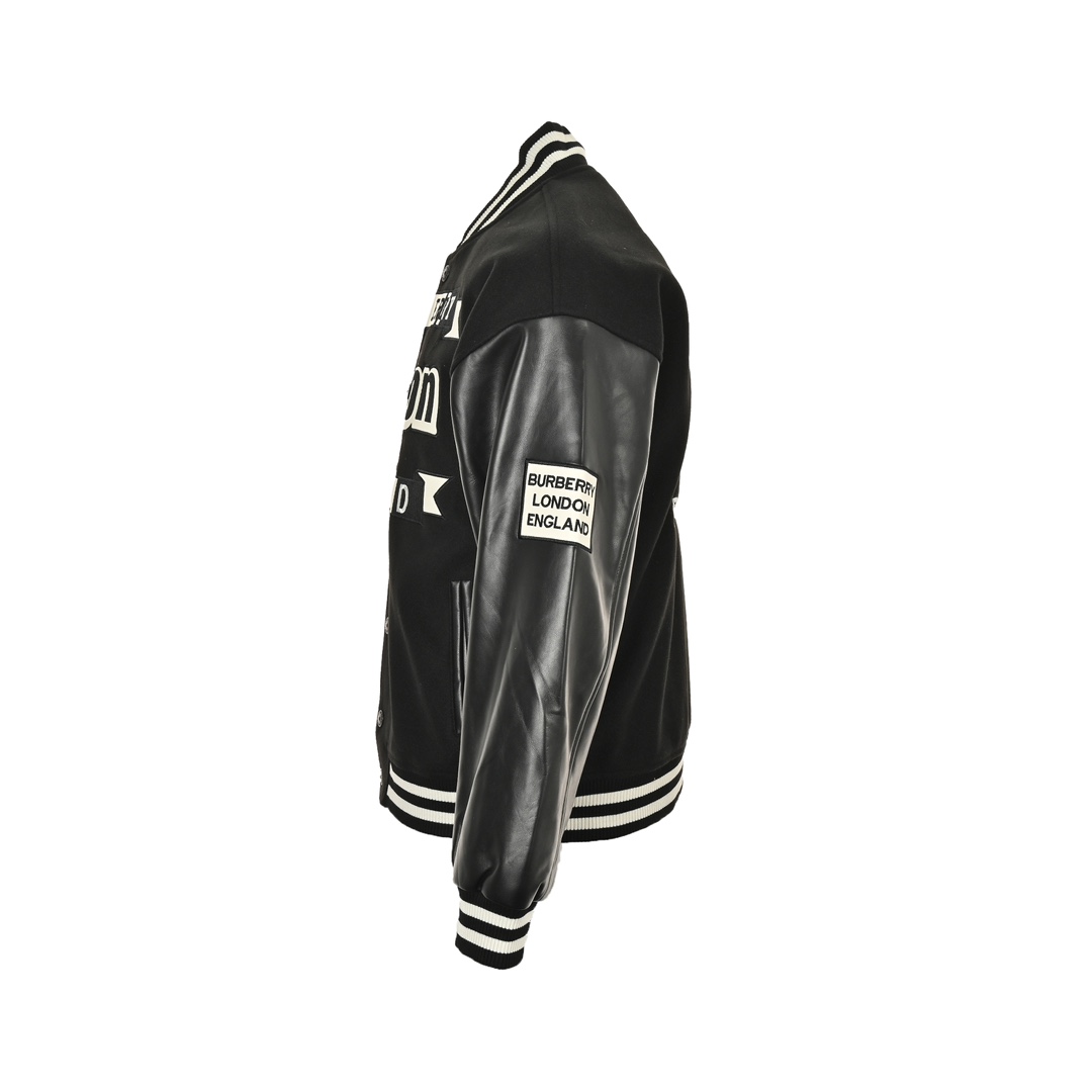Burberry 24Fw flocked letter embroidery patchwork baseball jacket coat