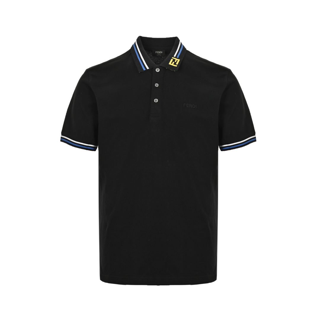 Fendi 24ss collar FF embroidered ribbon Polo short sleeve