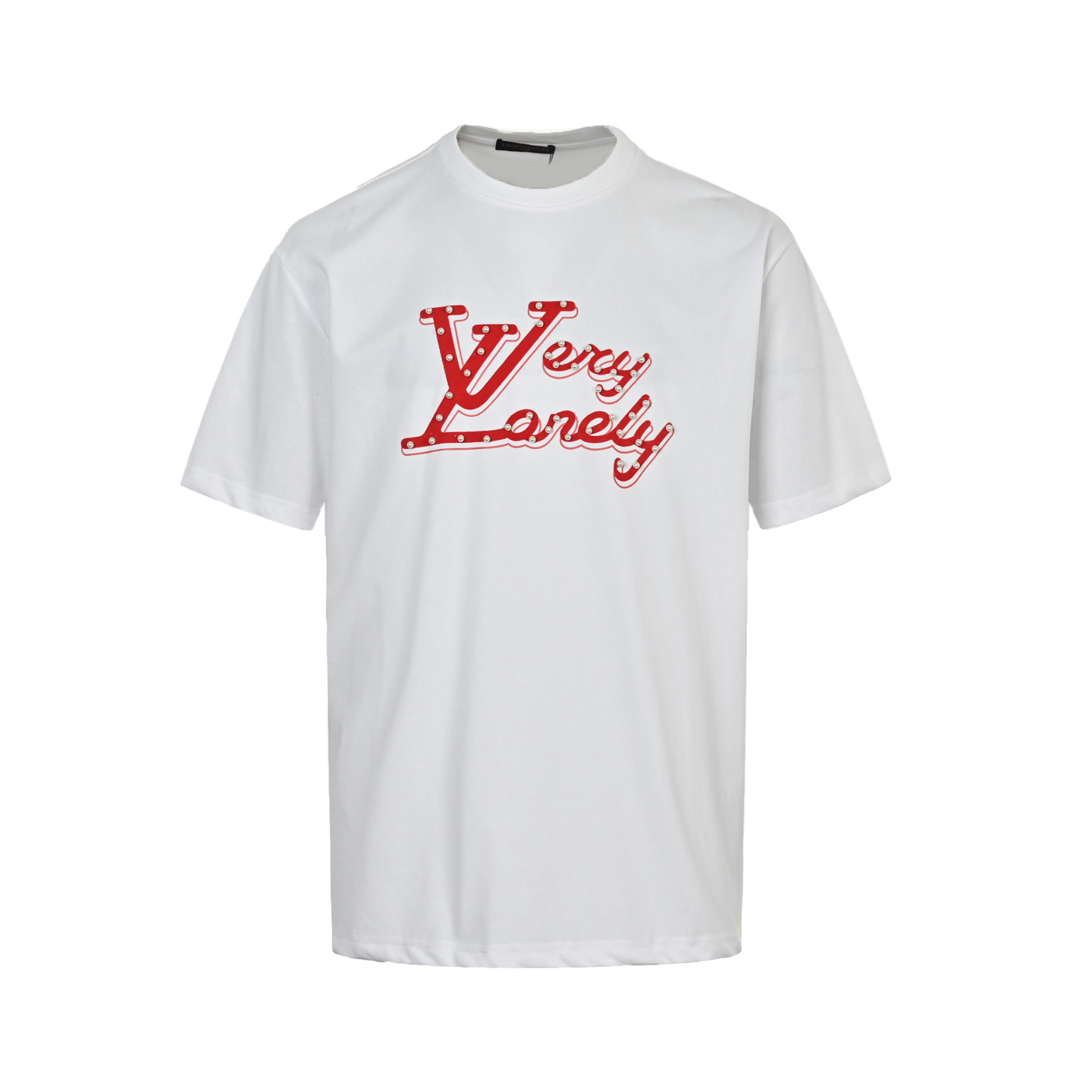 Louis Vuitton 25ss pearl flocked lettering short sleeve