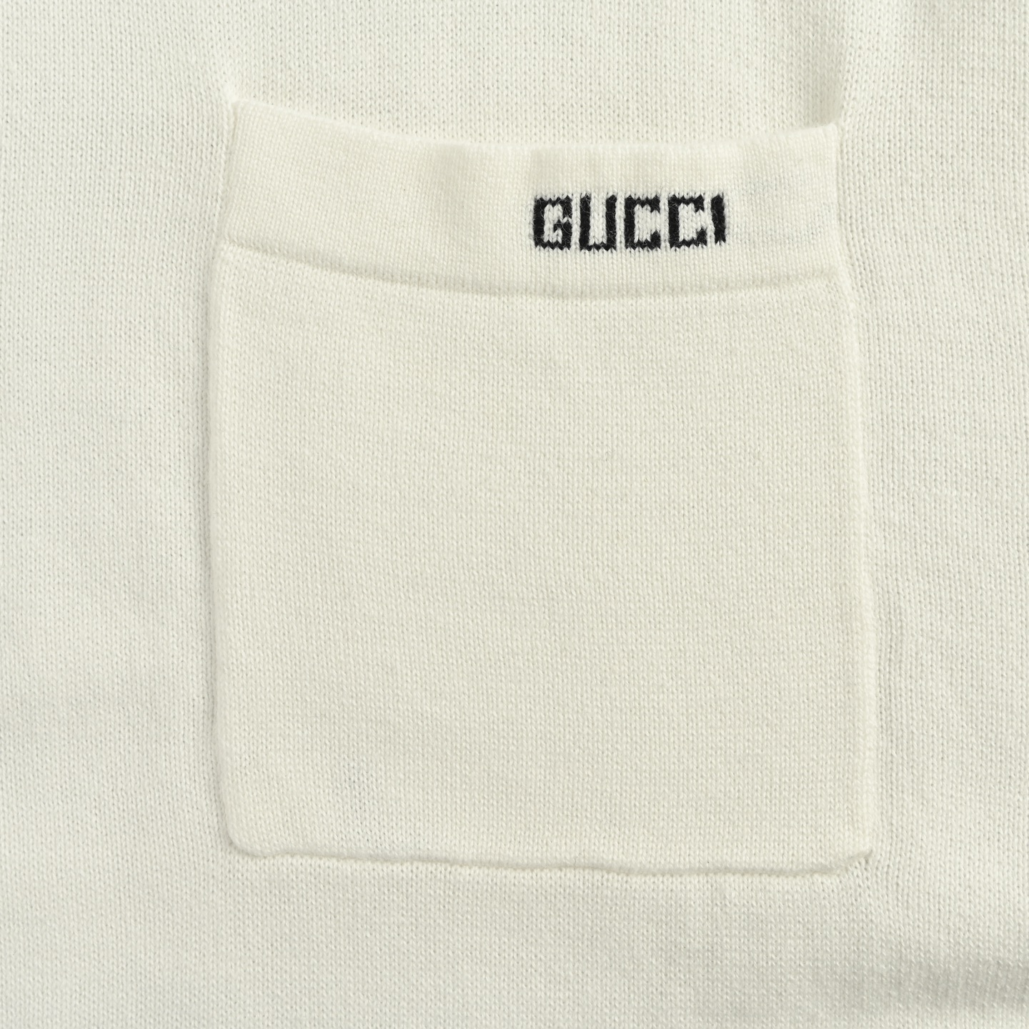 Gucci 25ss Pocket Lettering Intarsia Knitted Polo Short Sleeve