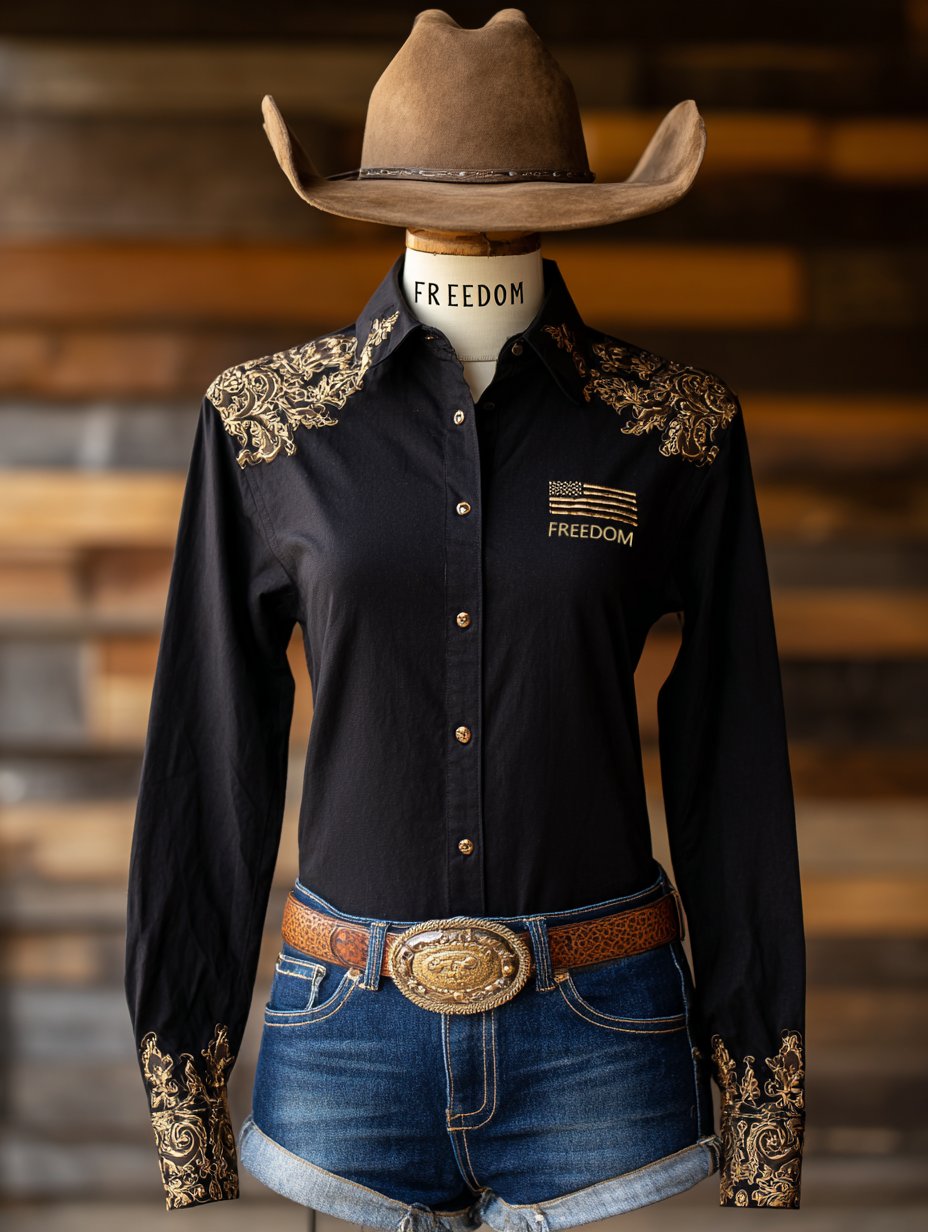 Women's Vintage FREEDOM Western Long Sleeve Shirt