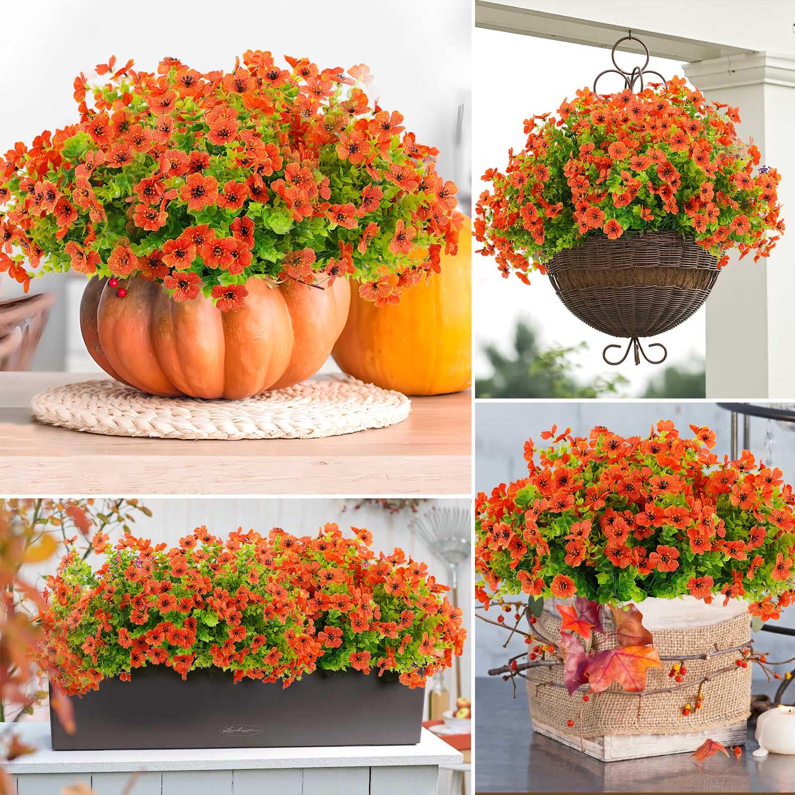 🍂1 Bundle/5 Pcs Artificial Autumn Mums - UV resistant, Waterproof ，Windproof🏡