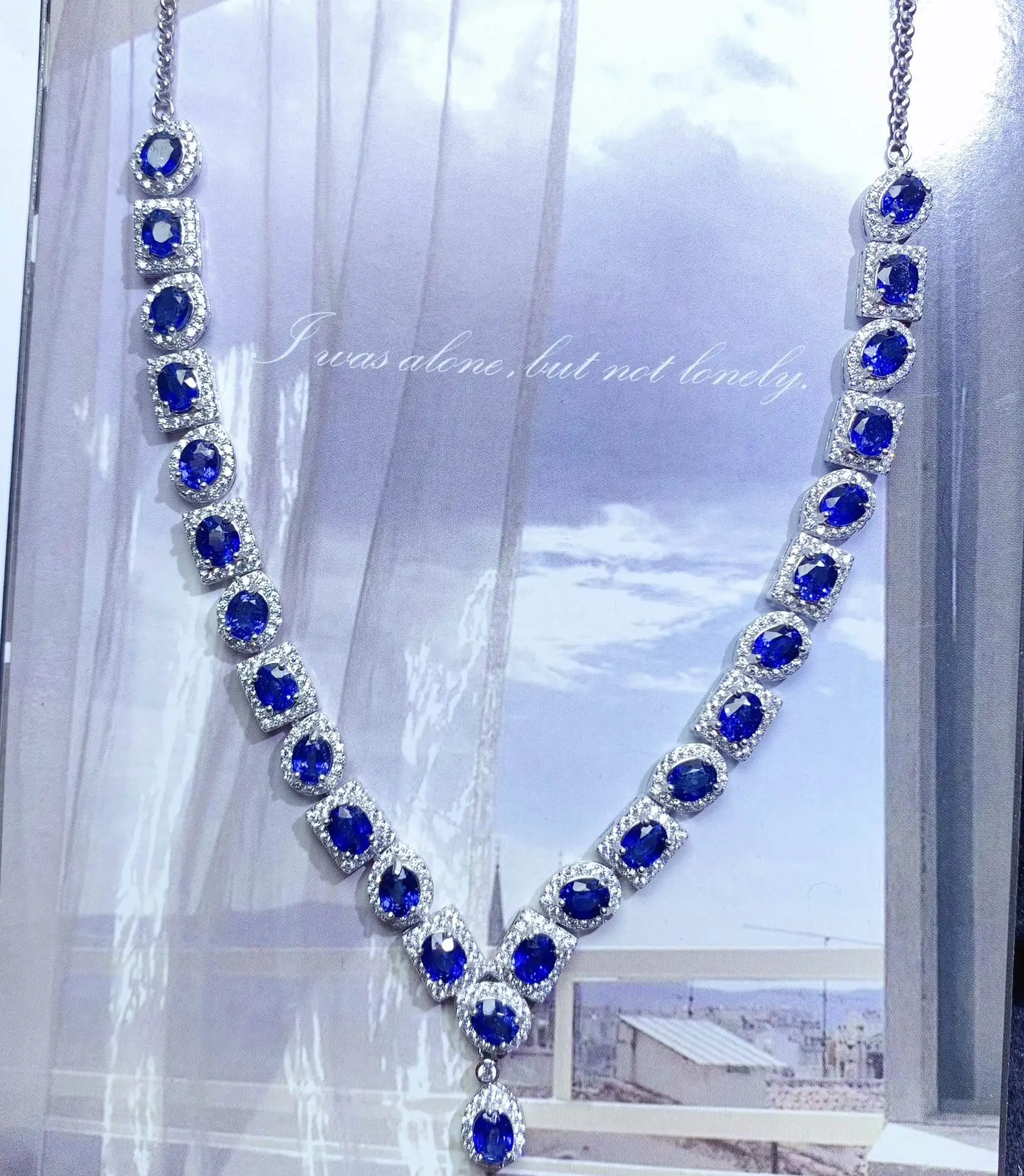 925 Sterling Silver Natural Sapphire Necklace Women's Gem 925 Silver Free Shipping Jewelry Certified Boutique can be customized