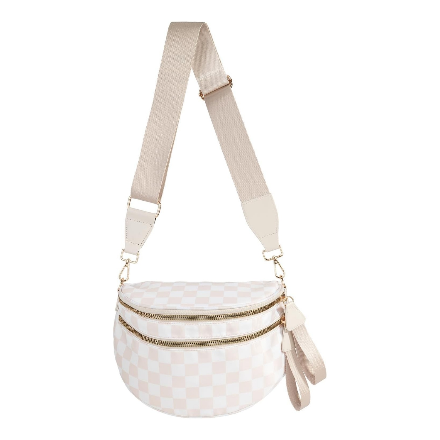 💥ON SALE💥Black and White Checkered Crossbody Nylon Bum Bag Plus Size Friendly Fanny Pack