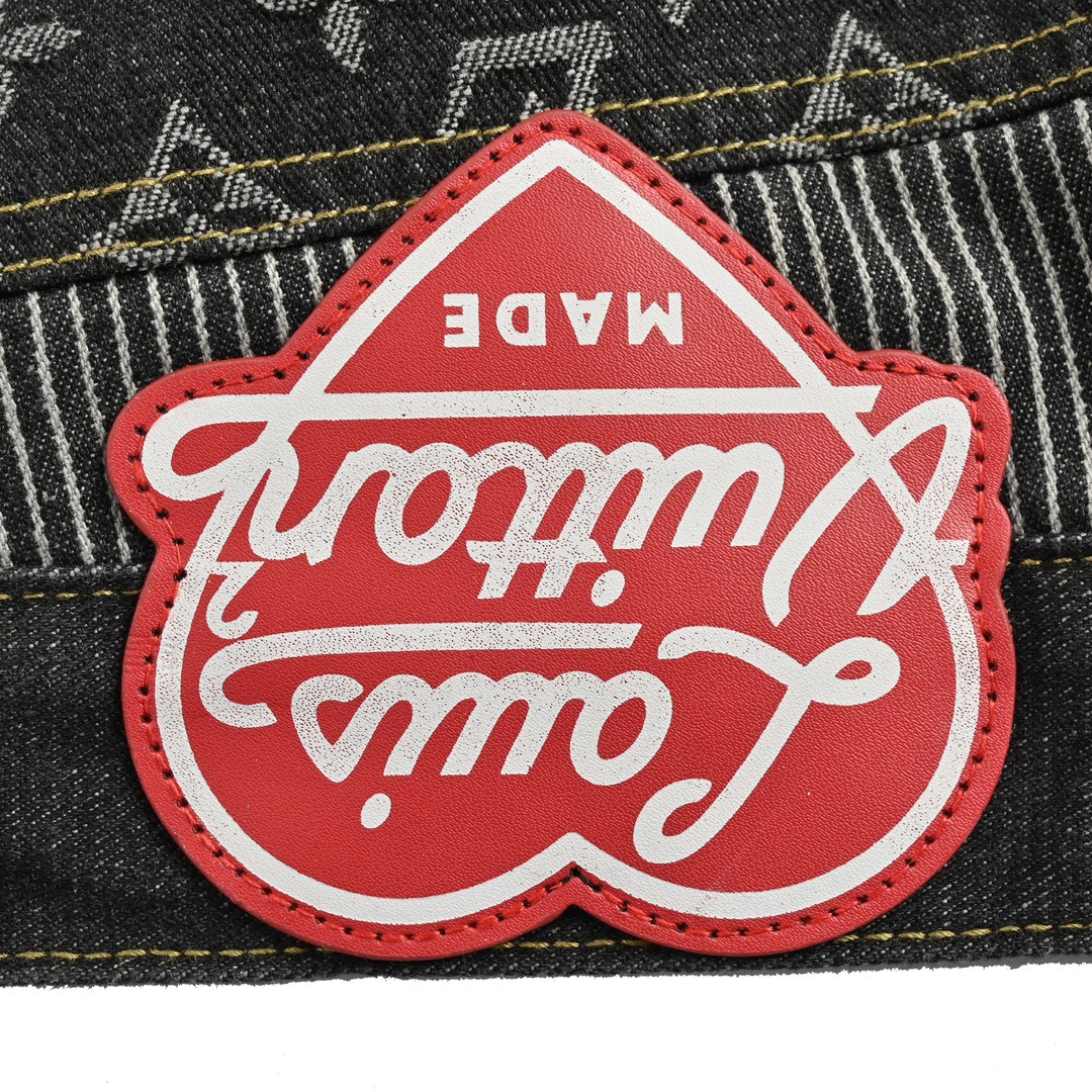 Louis Vuitton & Nigo co-branded heart patch patchwork jeans
