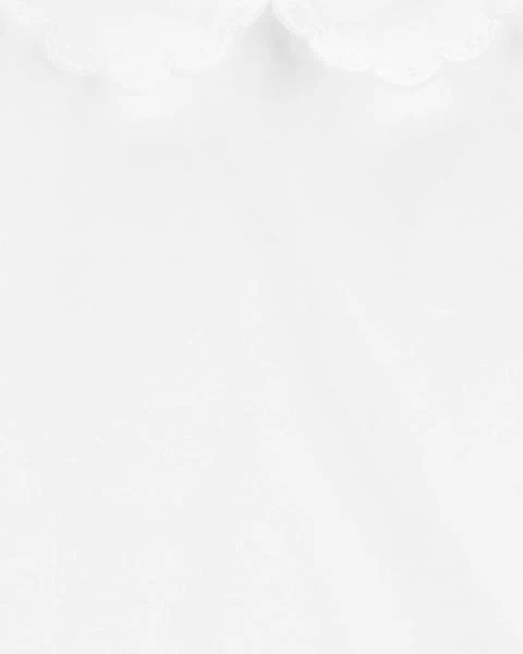 Oshkosh Denim Eyelet Jumper Dress with Scalloped Peter Pan Collar Jersey Tee