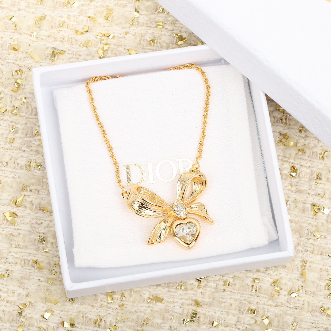Dior Bow Heart Necklace