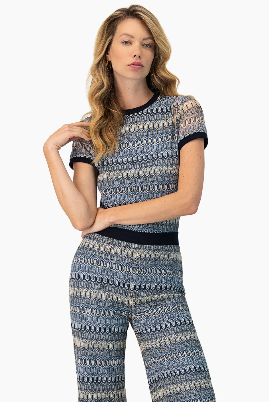 Blusa recta tejida azul
