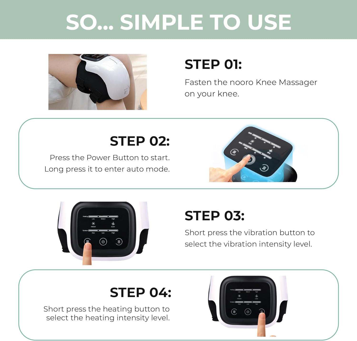 Nooro Portable Knee Massager with Heat Red Light & Massage Therapy