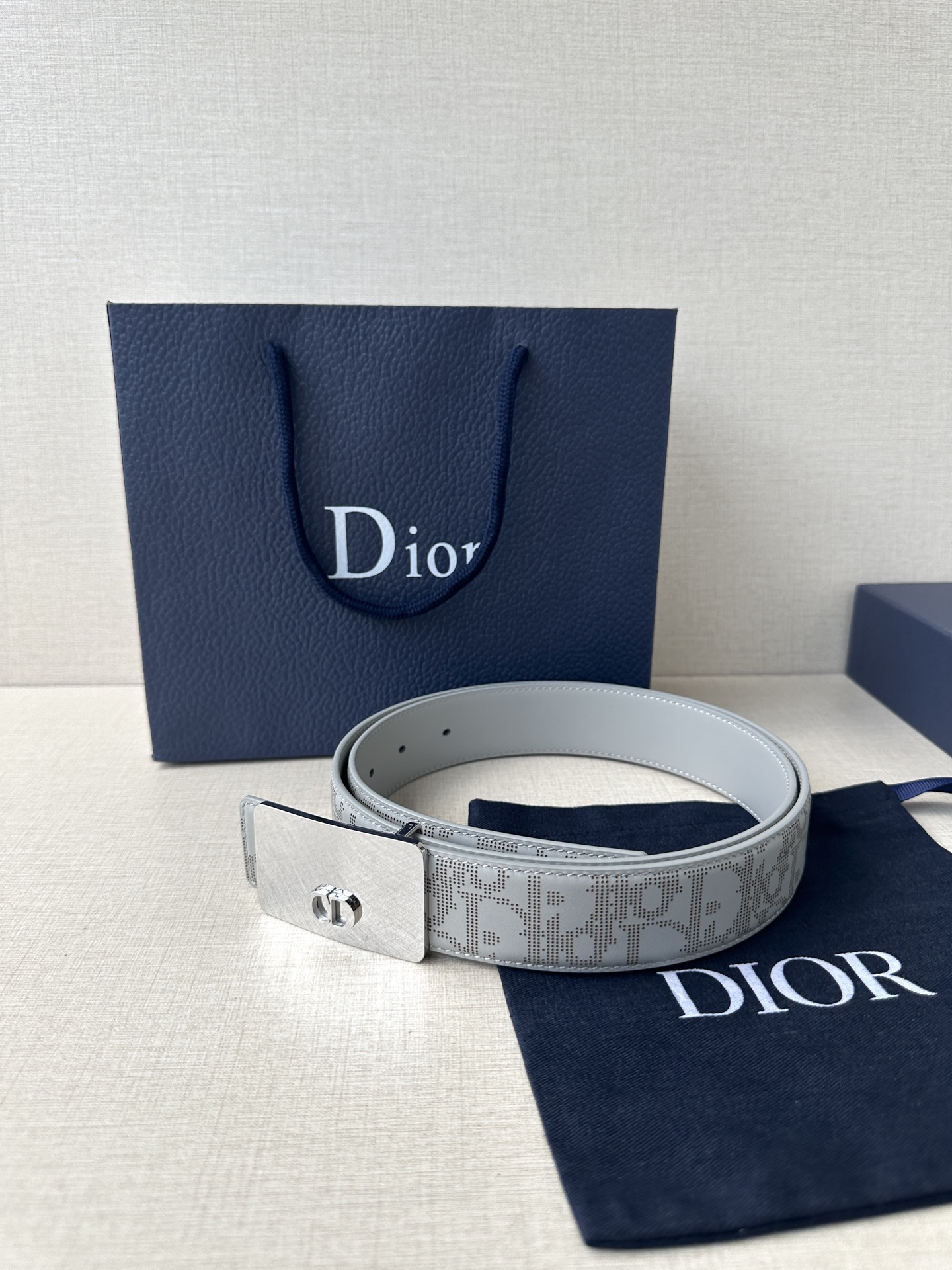 Dior square buckle leather belt 3.5CM wide