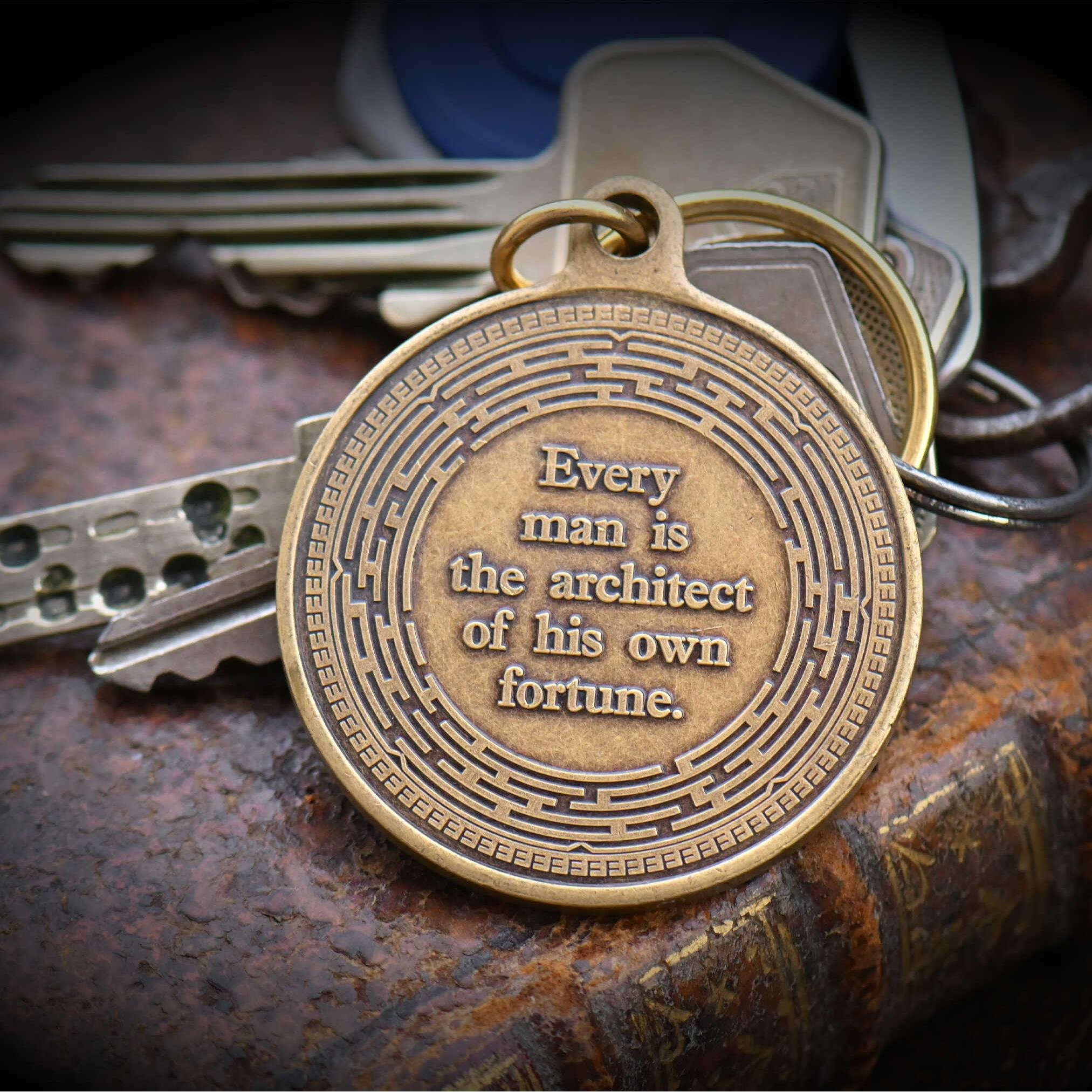 Audentes Fortuna Iuvat Key Tag | Daily Motivational Reminder Coin