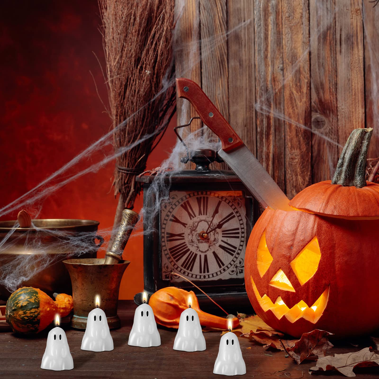 🔥ON SALE🔥 5 Pieces White Halloween Decor Candles👻