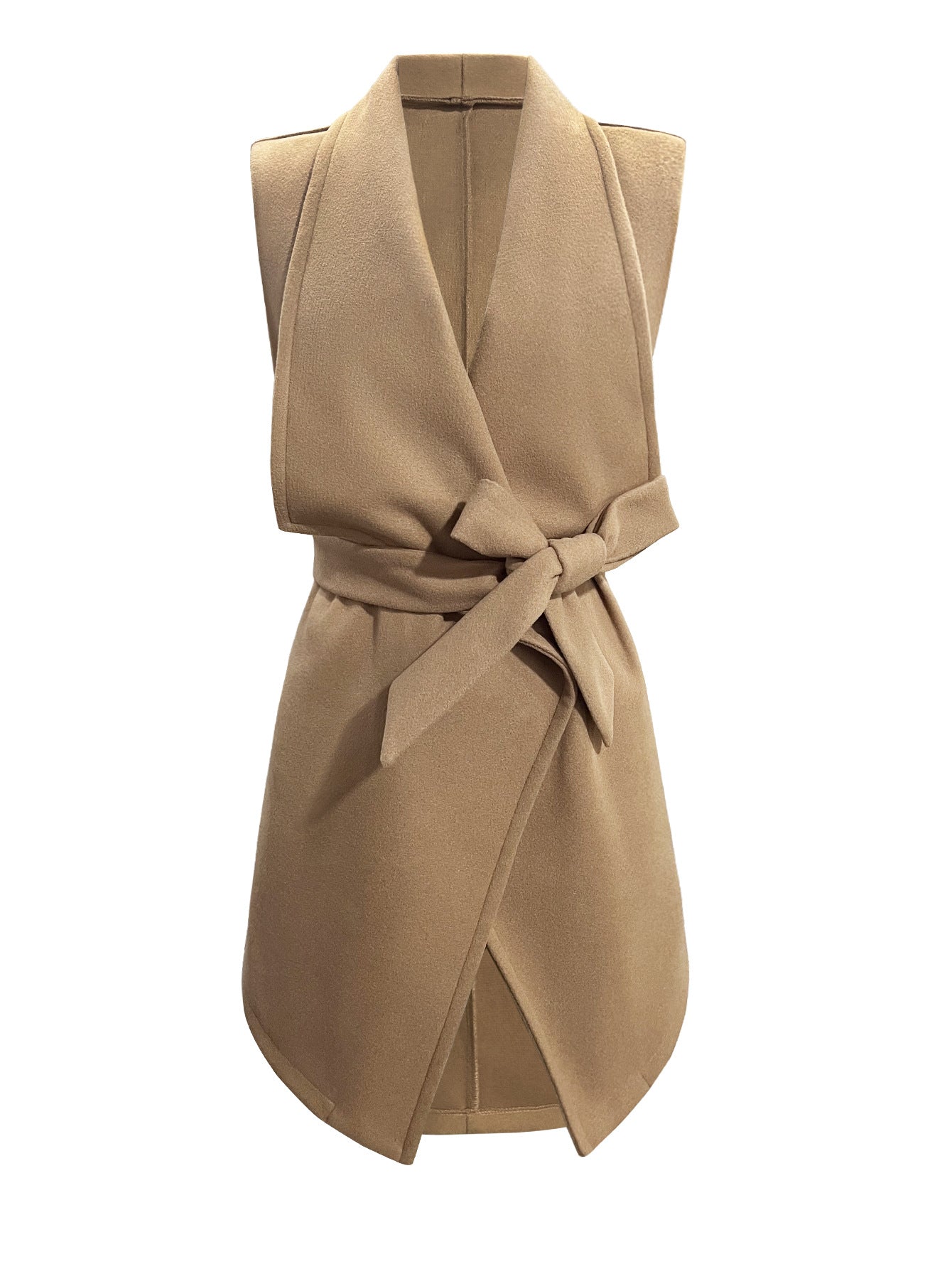 Sleeveless Wool Coat in a Solid Color for a Chic Look
