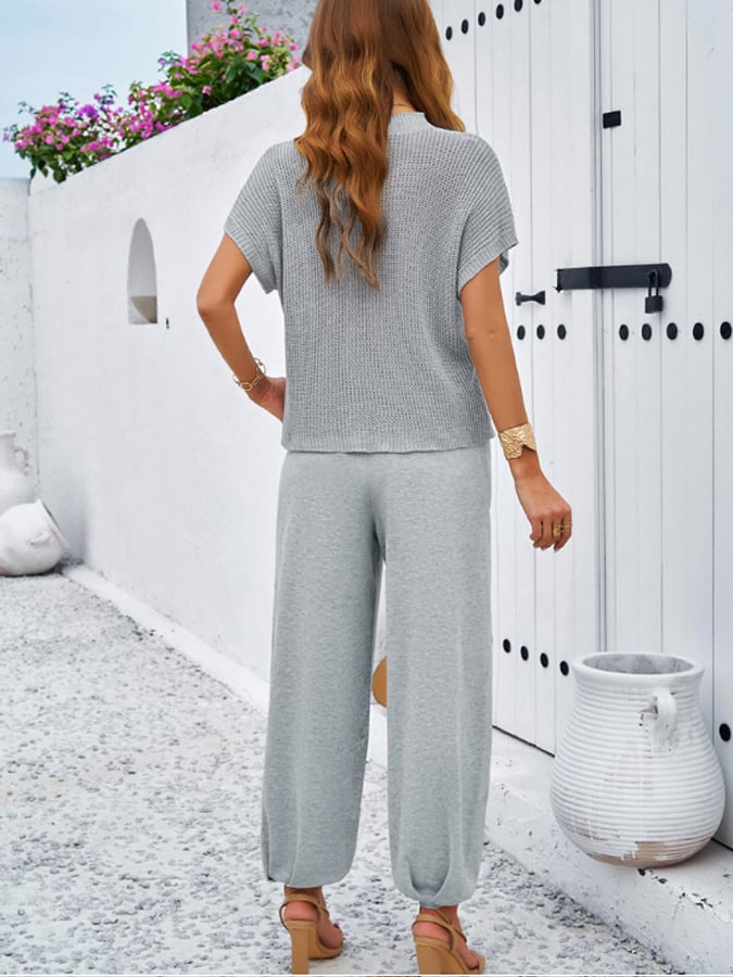 New Product Fashion Spring And Summer Temperament Casual Pure Color Wool Long Trousers Suit