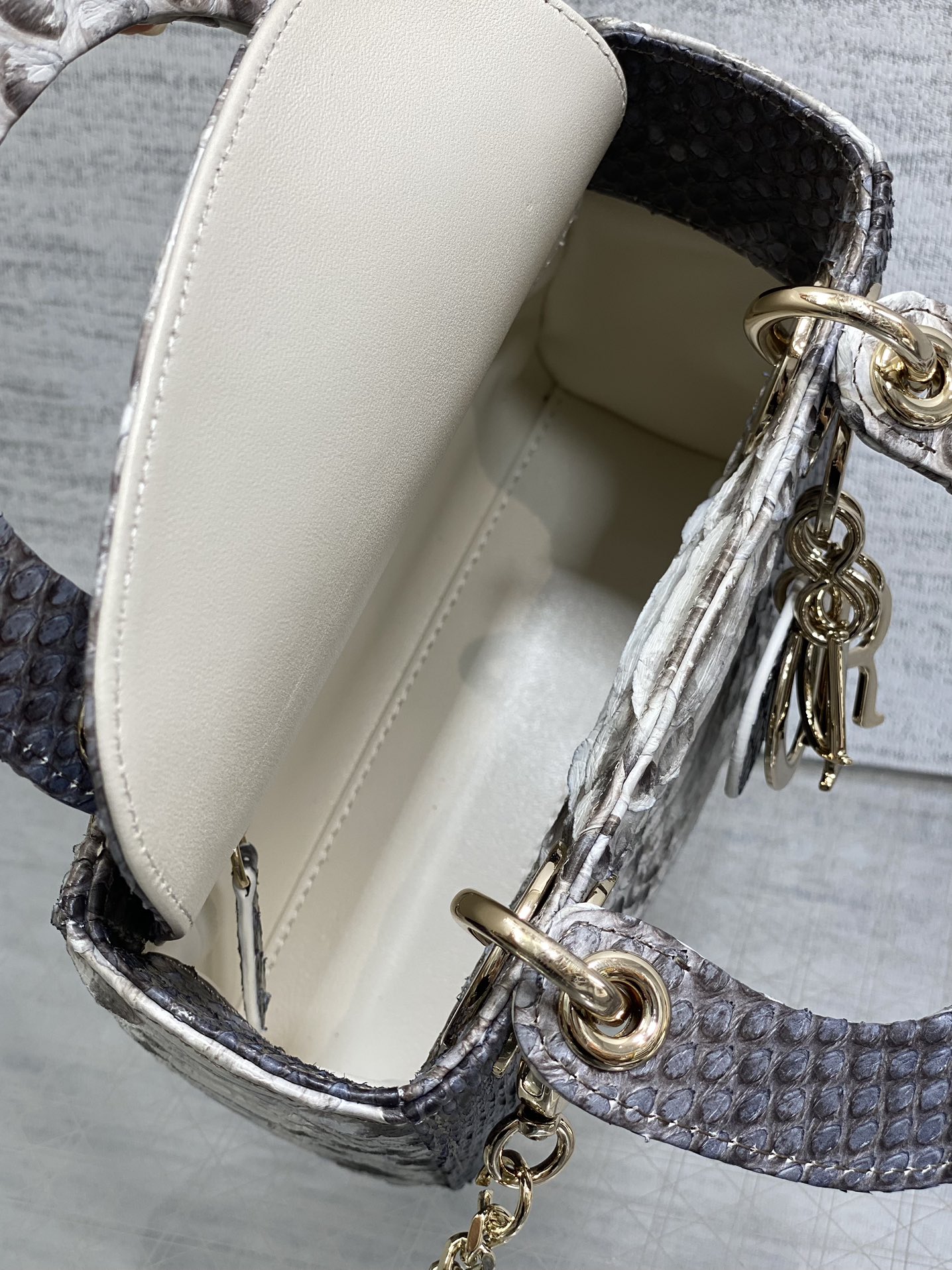 Dior Lady three-grid rare snakeskin Princess Diana bag