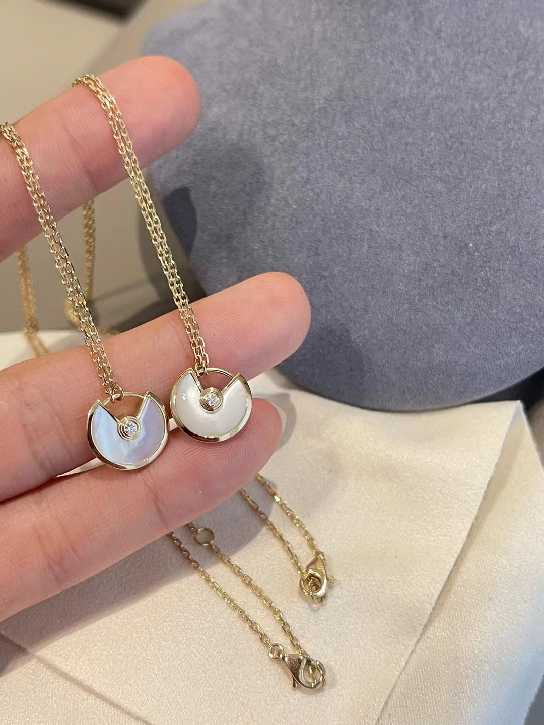 Cartier Small White Shell Amulet Necklace