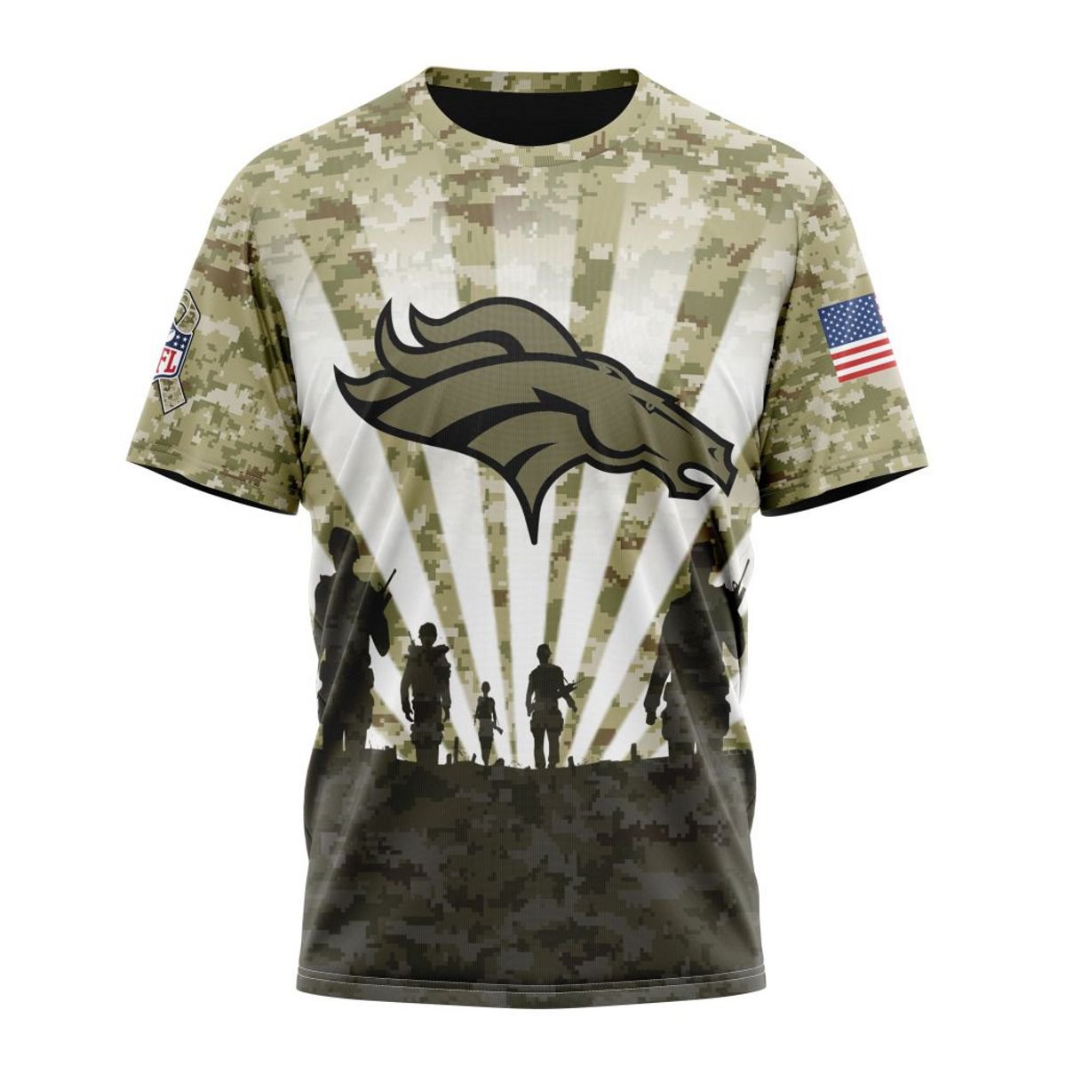DENVER BRONCOS 3D HOODIE HONOR VETERANS