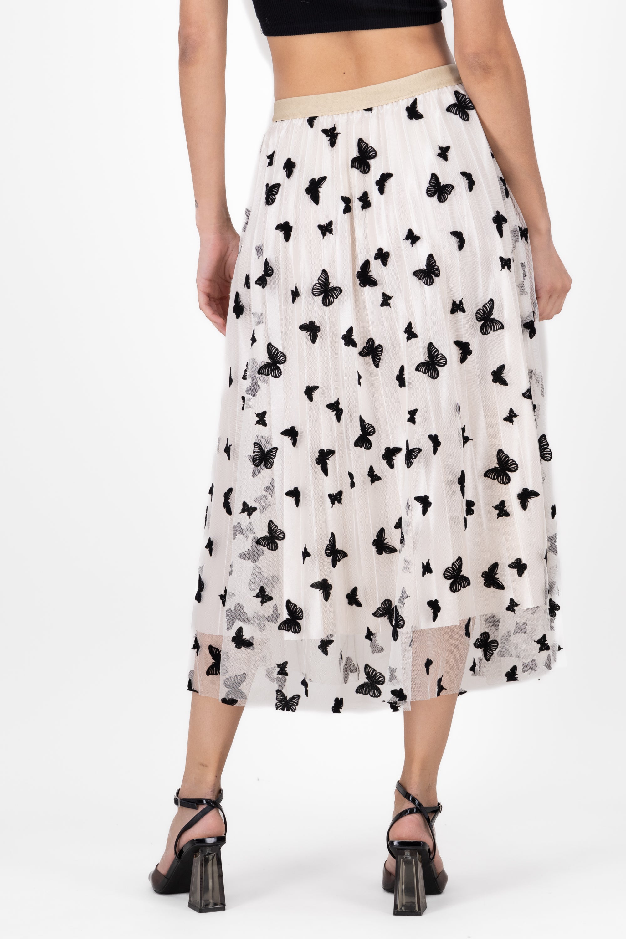 ButterflyPrint Tulle MidiSkirt